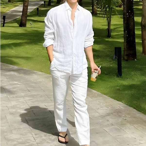 Linen Shirt Breathable - Beach Vacation Style Cotton Linen Casual
