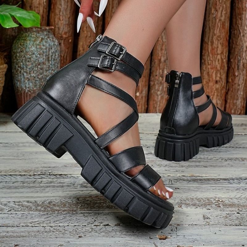 Roman Style Hollow Thick Heel  - огляд і ціна Espadrille Slip On