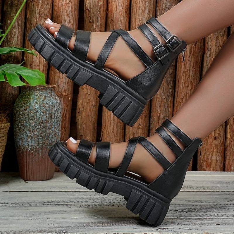 Roman Style Hollow Thick Heel  - огляд і ціна Espadrille Slip On