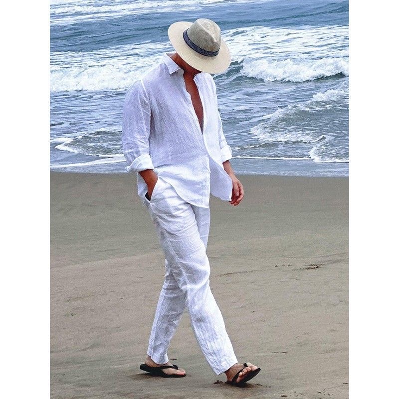 Beach Vacation Style Cotton Li - огляд і ціна Linen Shirt Breathable